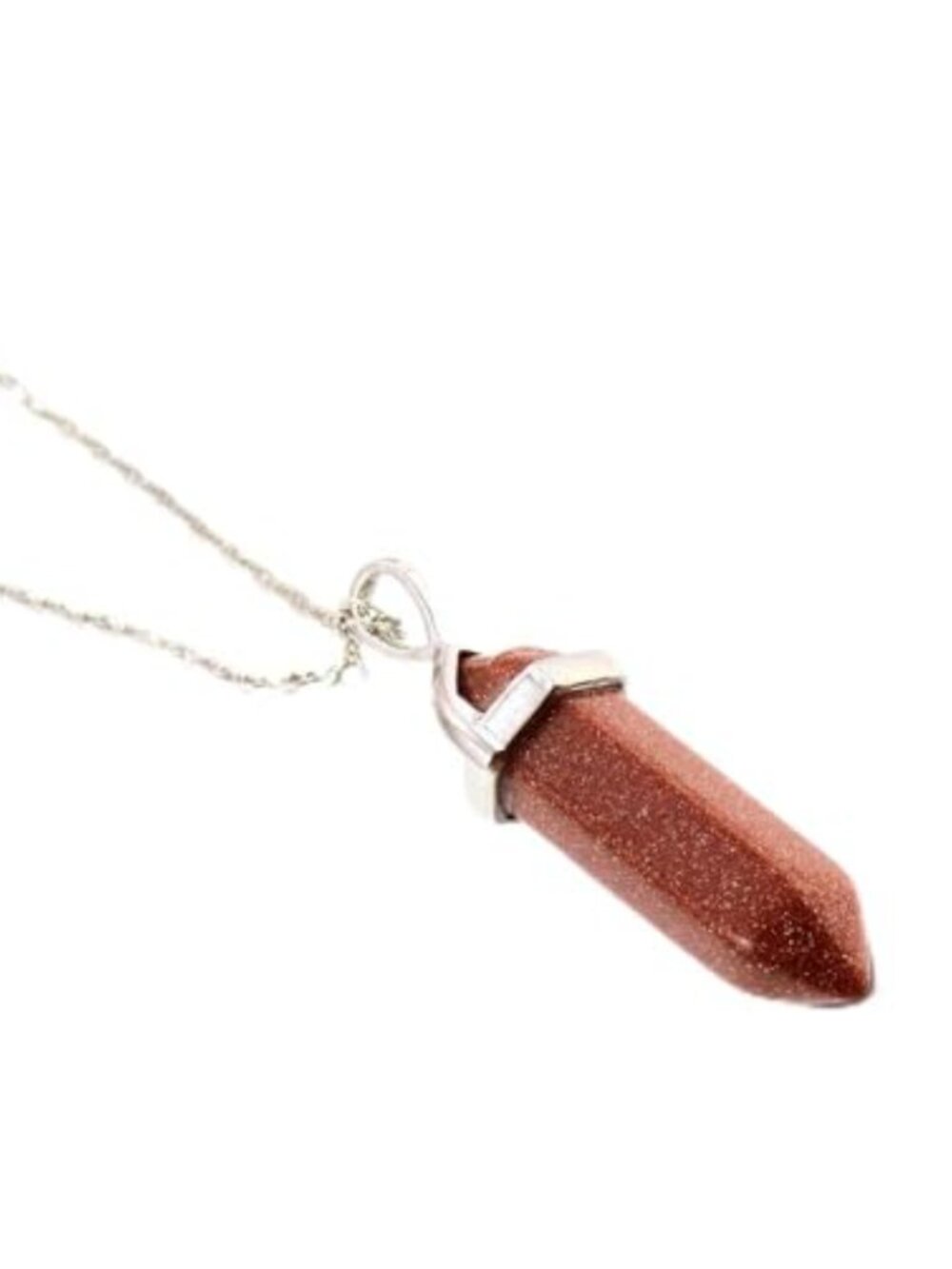 Natural Crystal Goldstone Hexagonal Pendant Necklace